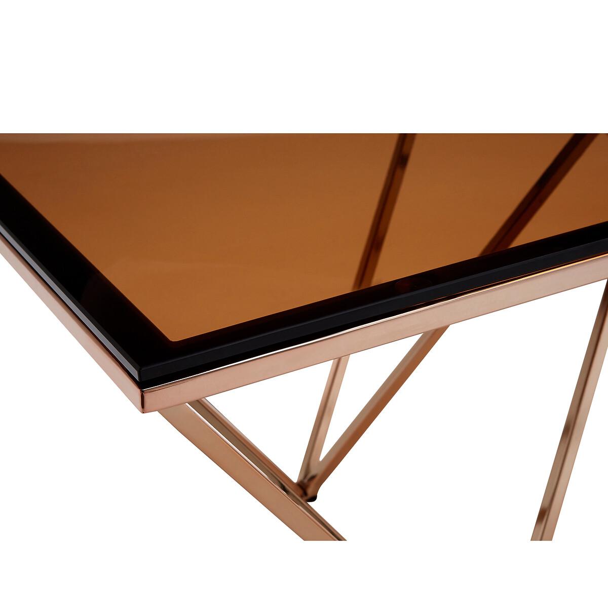 Amber Smoked Glass Coffee table with Champagne Metal Legs – image 4