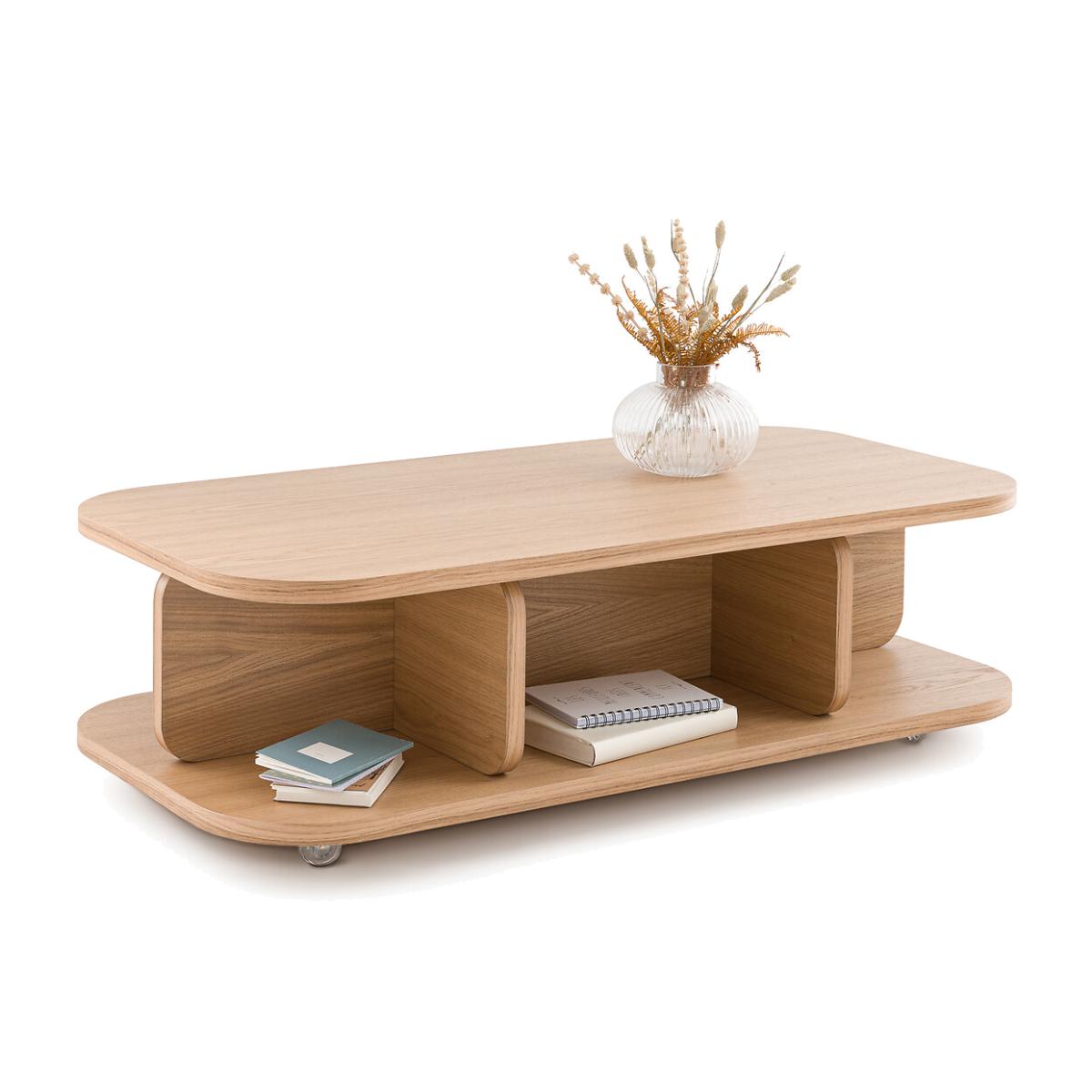 Riteni Oak Veneer Trolley Coffee Table – image 1
