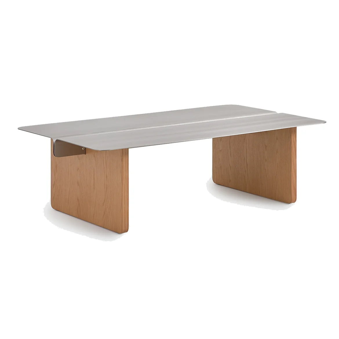 Folt Brushed Steel and Oak Veneer Rectangular Coffee Table