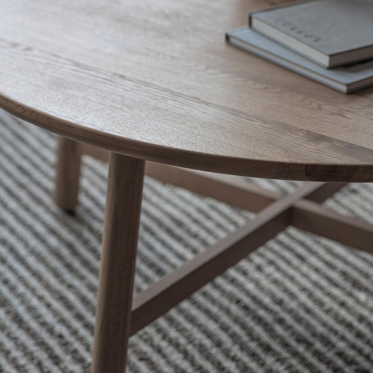 Kargil Scandi Distressed Oak Round Coffee Table – image 2