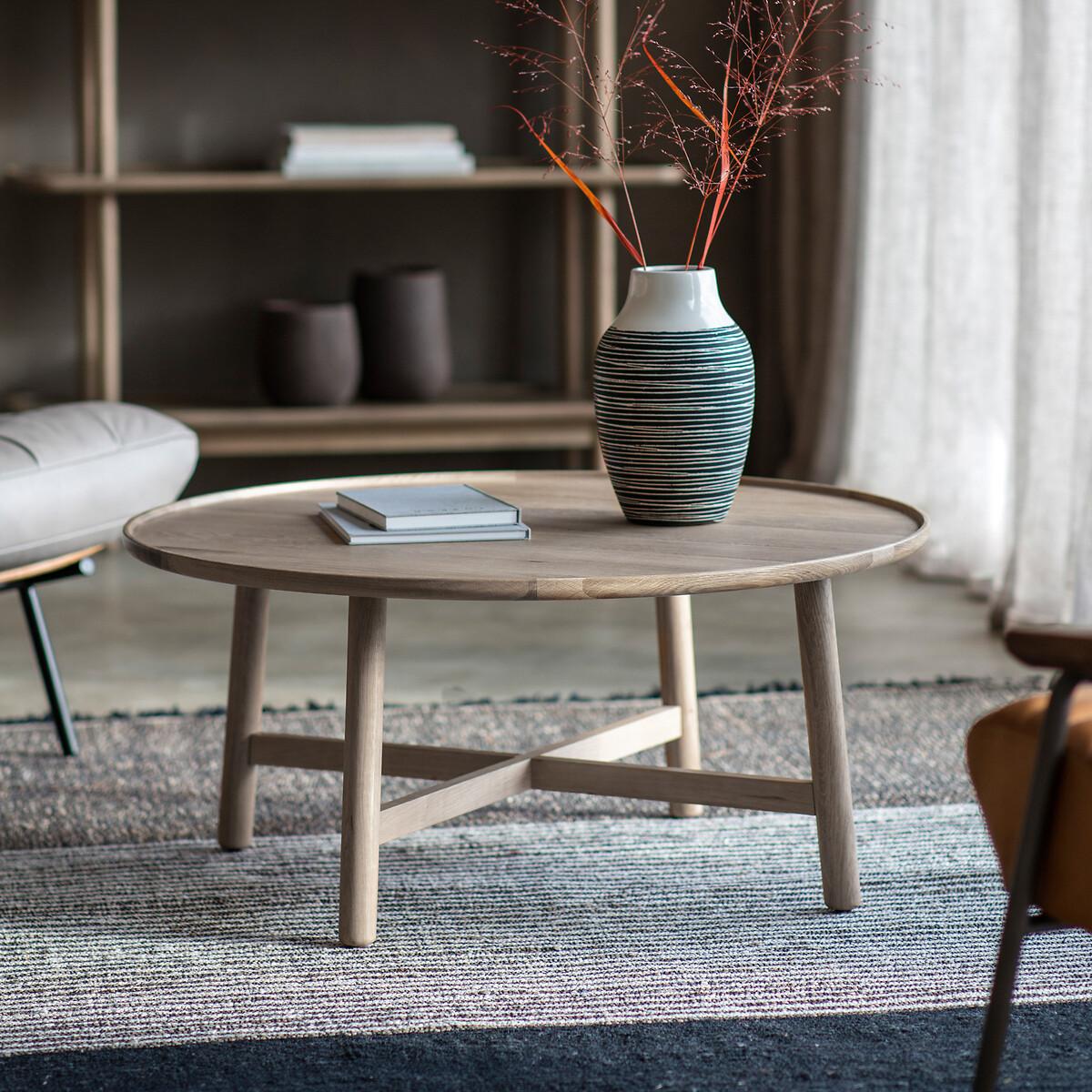 Kargil Scandi Distressed Oak Round Coffee Table – image 1