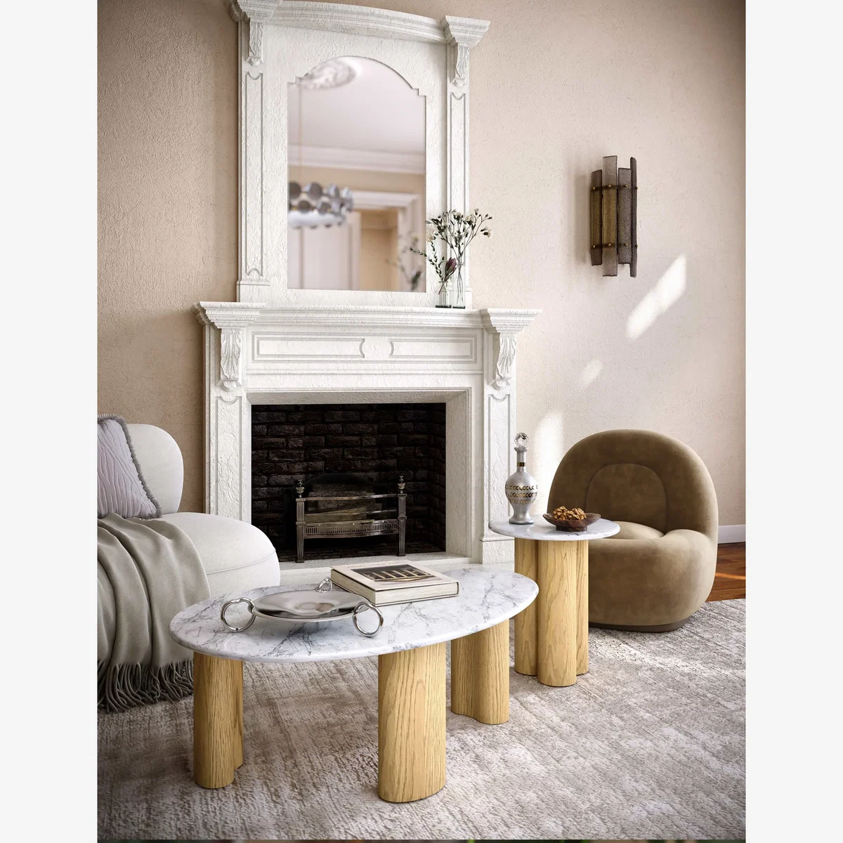 Corndell Phoenix Marble Top Coffee Table Natural – image 1