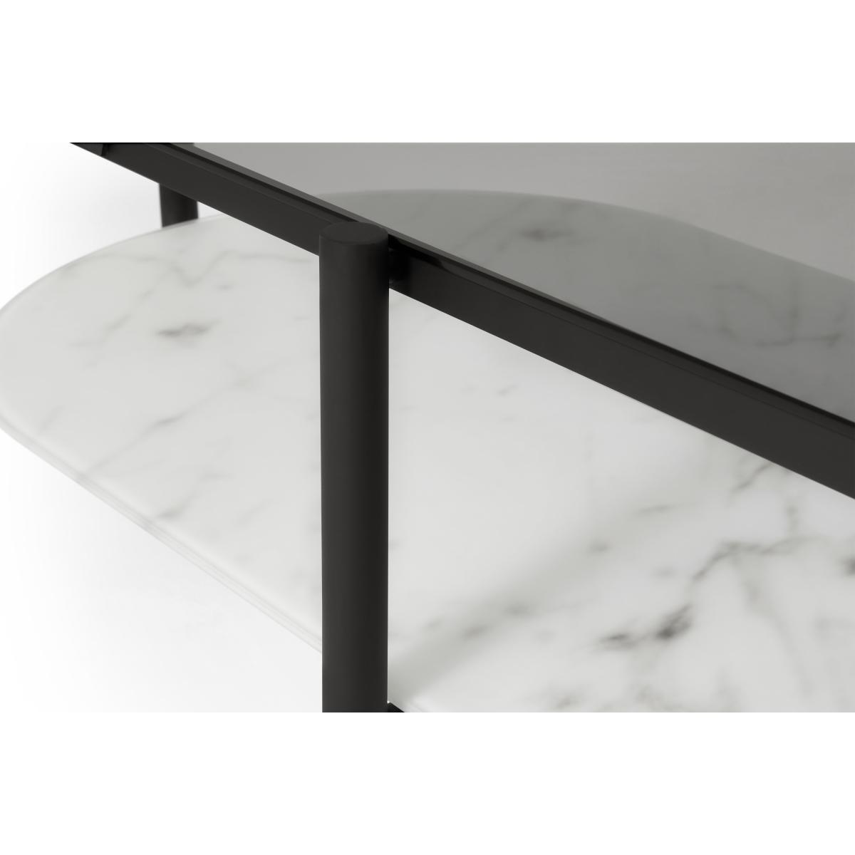 Shildon Coffee Table, White Marble Effect & Smoked Glass – image 6