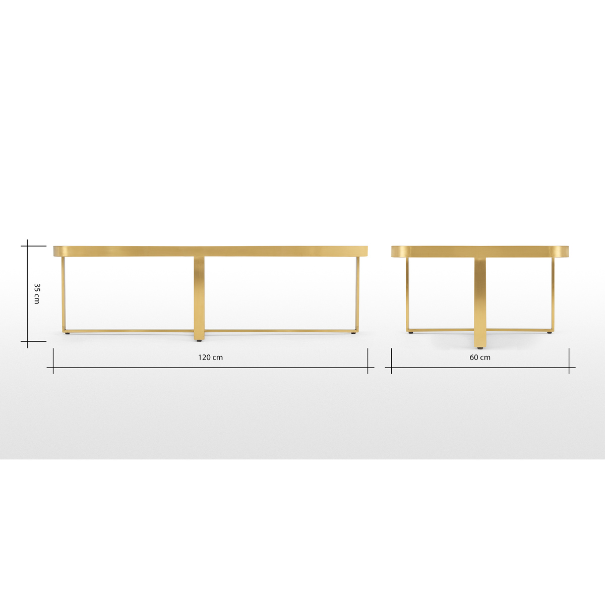 Aula Rectangular Coffee Table, Brushed Brass & Glass – image 6