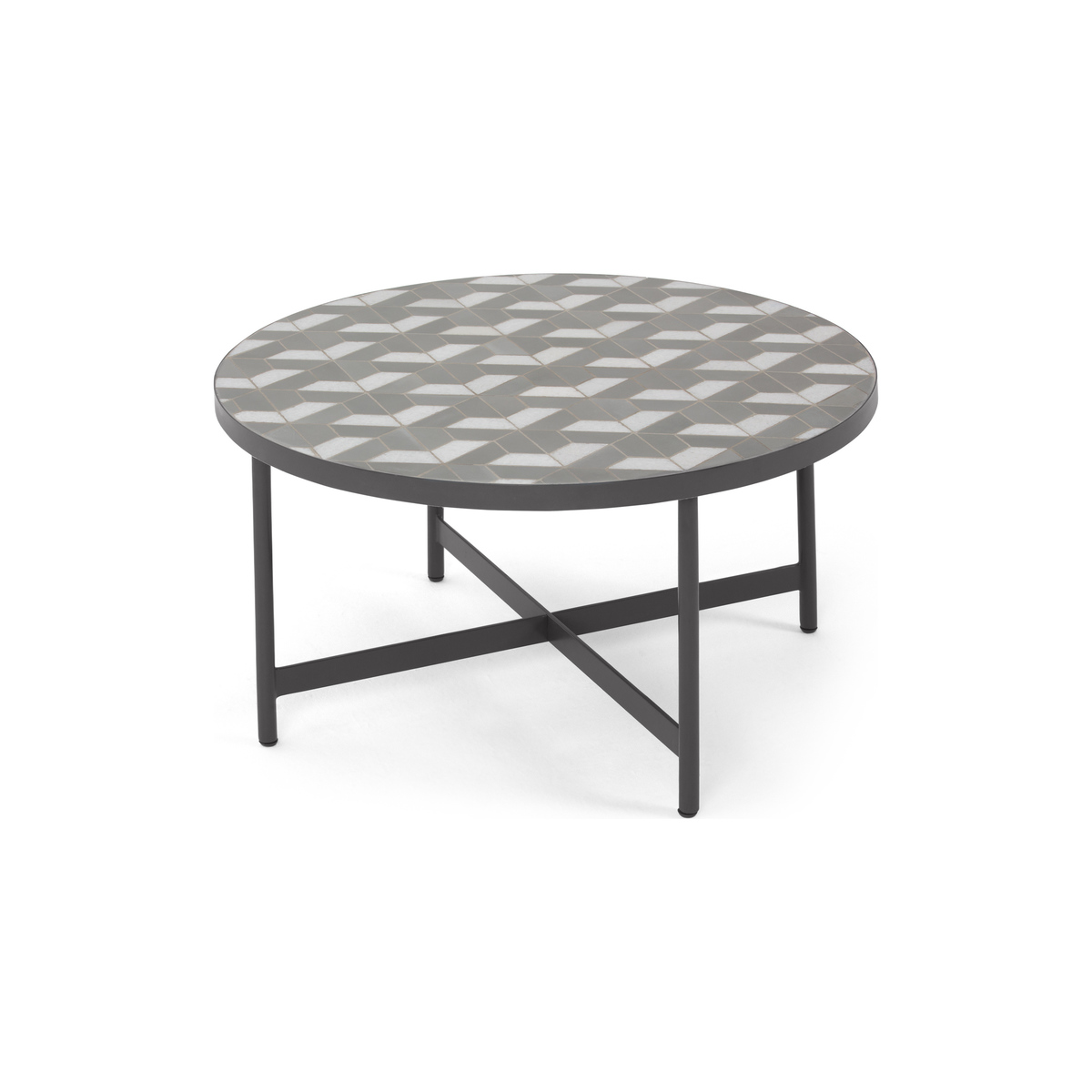 Indra Garden coffee table, grey and white marble – image 1