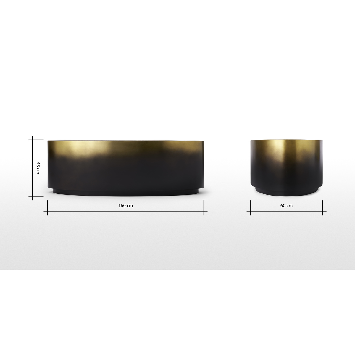 Sulta Oval Coffee Table, Brass & Black Ombre – image 8