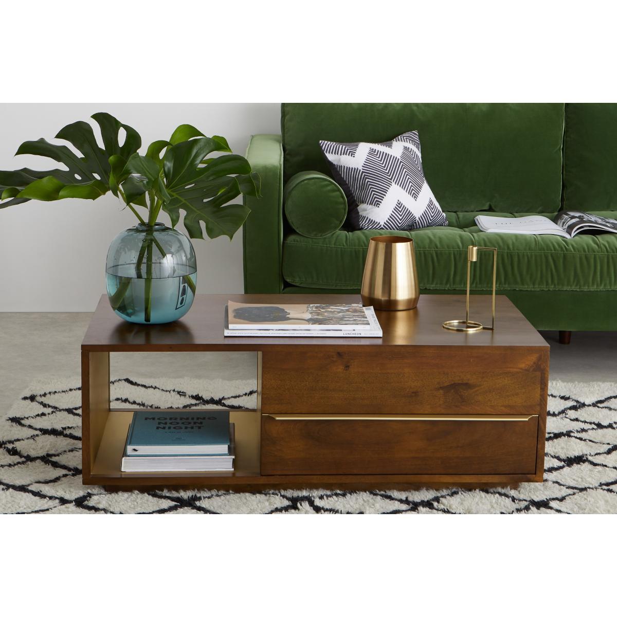 Anderson Coffee Table, Mango Wood & Brass – image 4