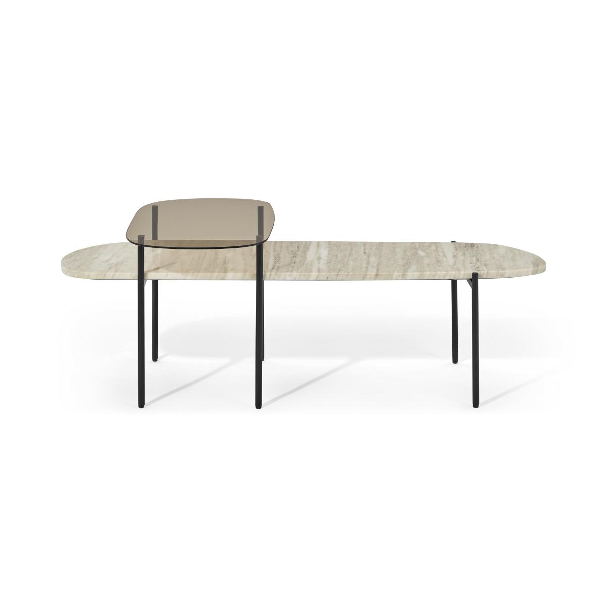 Tiziana Nesting Coffee Table, Caramel Marble & Amber Glass – image 2