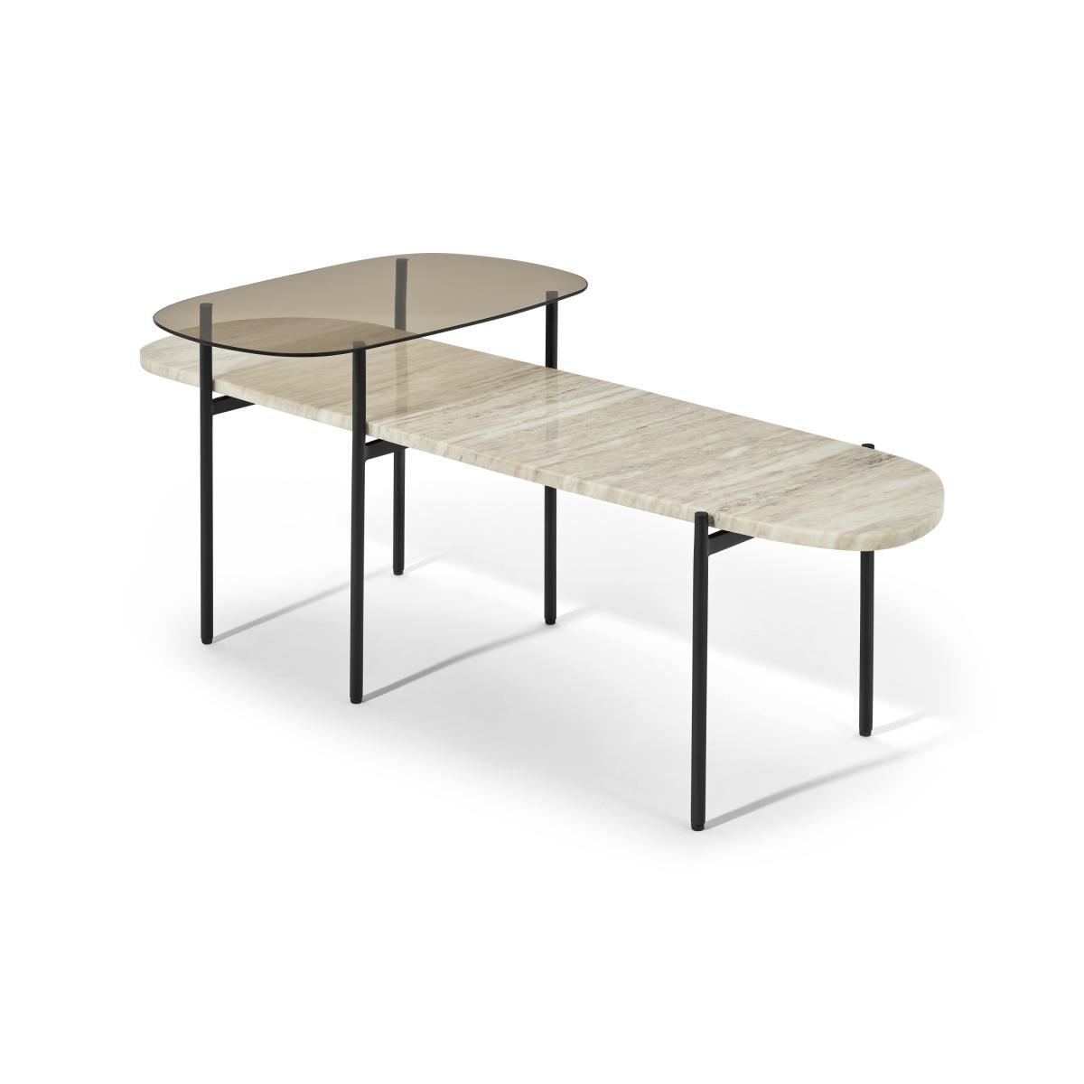 Tiziana Nesting Coffee Table, Caramel Marble & Amber Glass – image 3