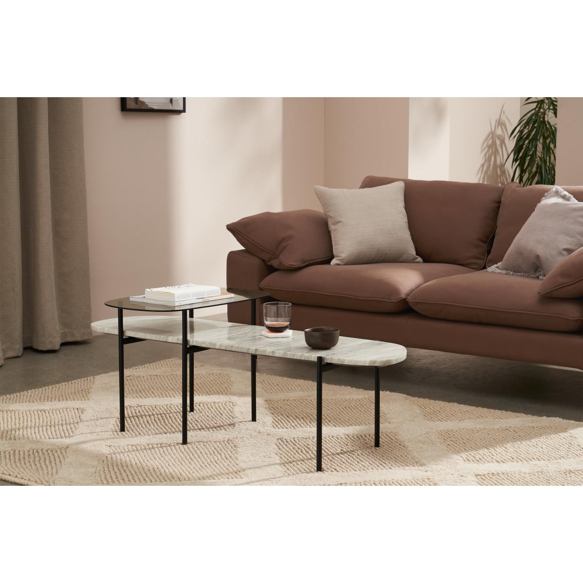 Tiziana Nesting Coffee Table, Caramel Marble & Amber Glass – image 4