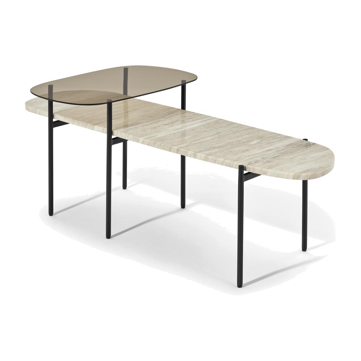 Tiziana Nesting Coffee Table, Caramel Marble & Amber Glass – image 1
