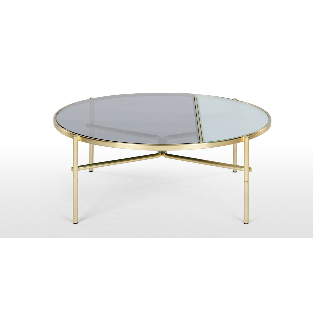 Stanley Coffee Table, Smoked Rippled Glass and Brass – image 4