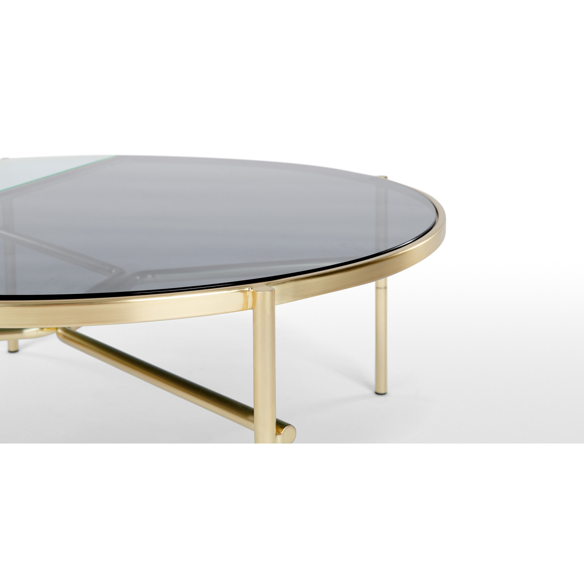 Stanley Coffee Table, Smoked Rippled Glass and Brass – image 5
