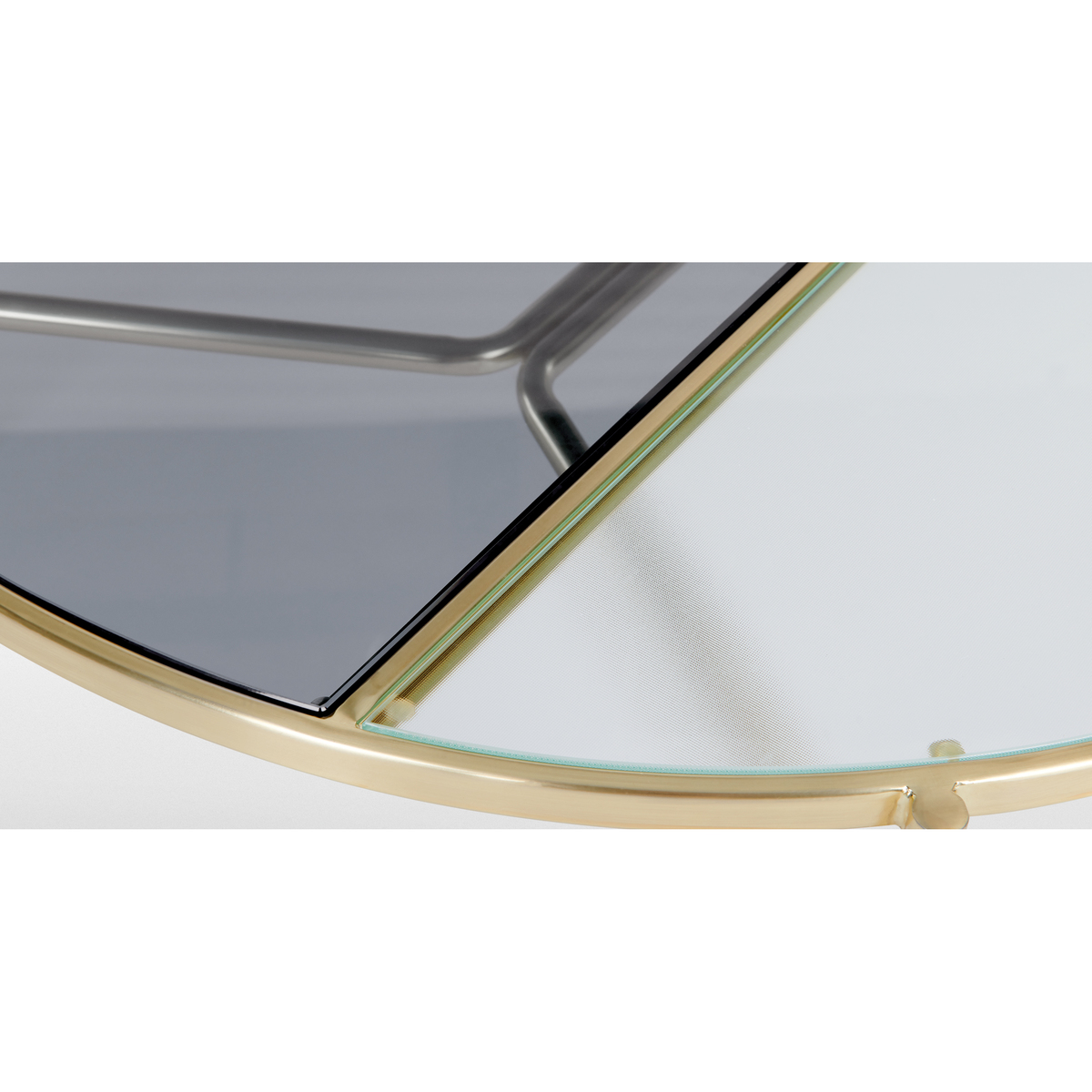 Stanley Coffee Table, Smoked Rippled Glass and Brass – image 6