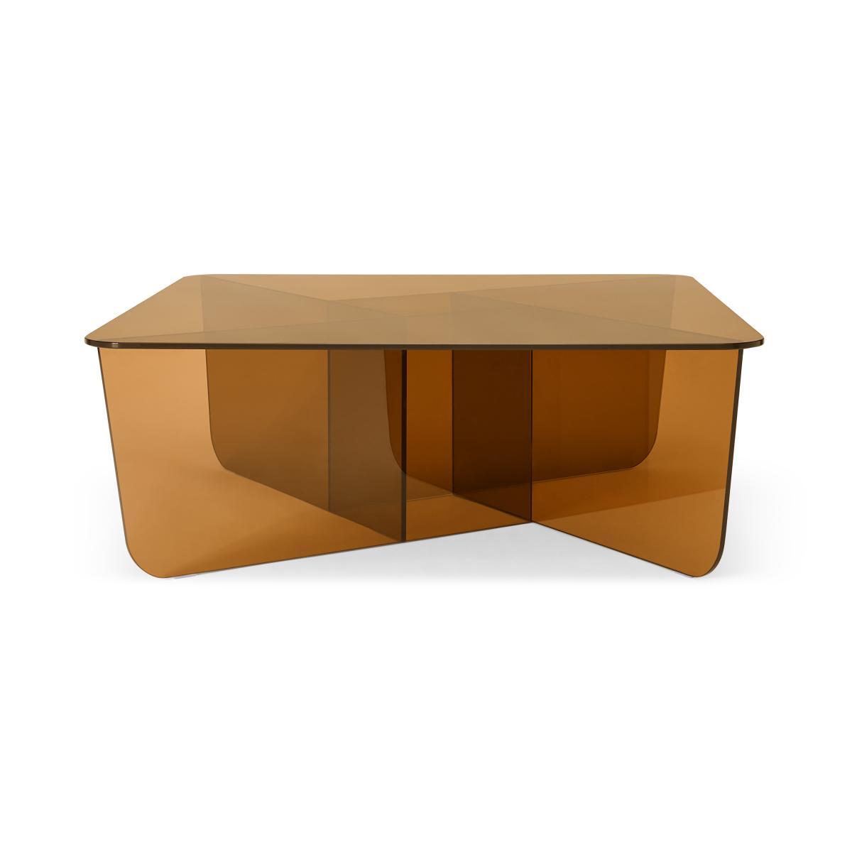 Oki Square Coffee Table, Caramel Glass – image 2