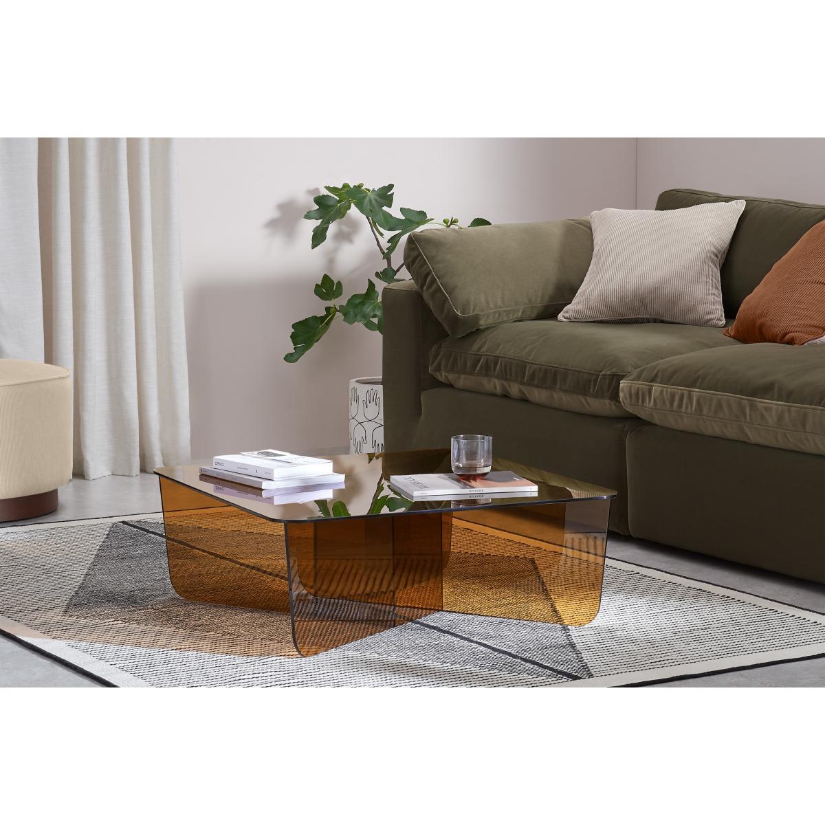 Oki Square Coffee Table, Caramel Glass – image 4