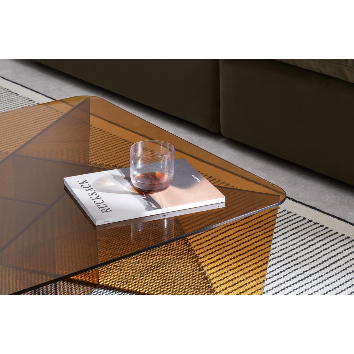 Oki Square Coffee Table, Caramel Glass – image 5