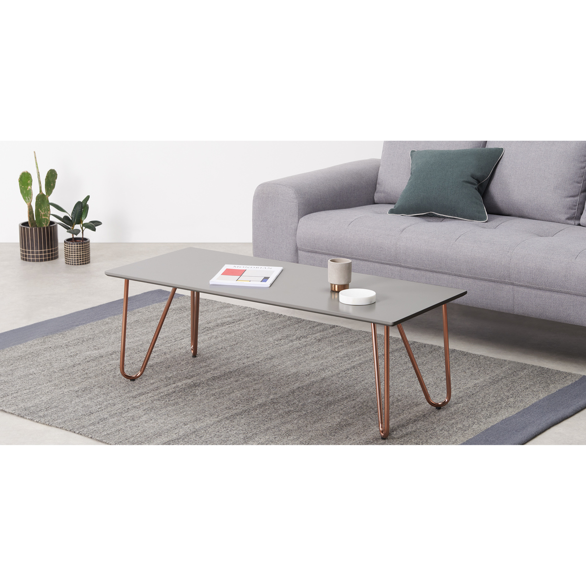 Eibar Rectangular Coffee Table, Grey and Copper – image 3
