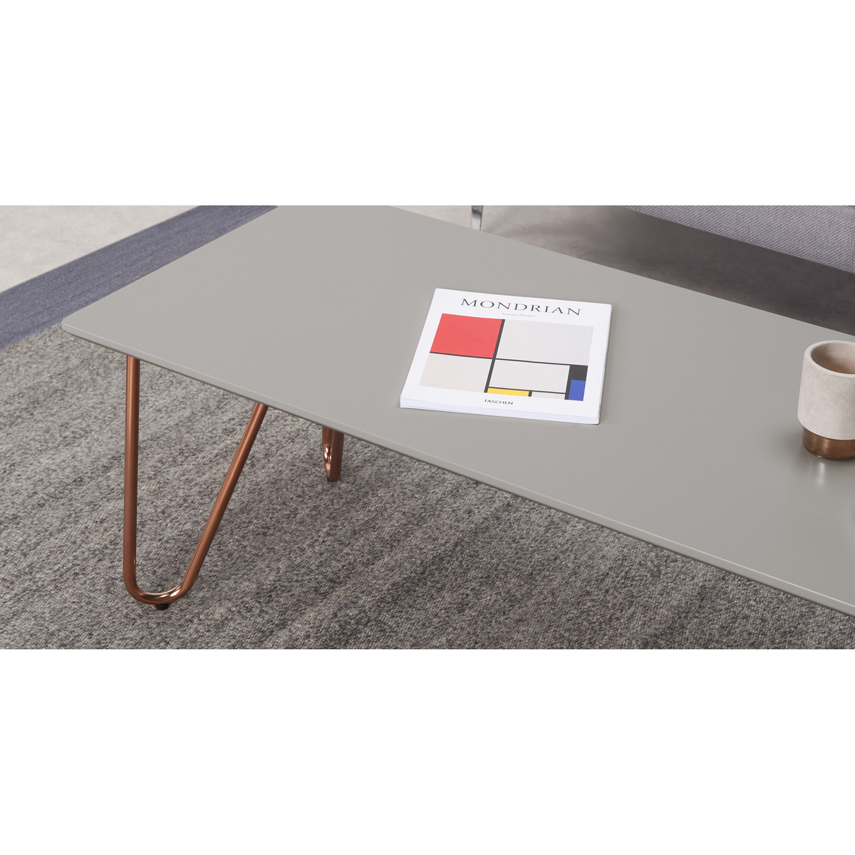 Eibar Rectangular Coffee Table, Grey and Copper – image 4