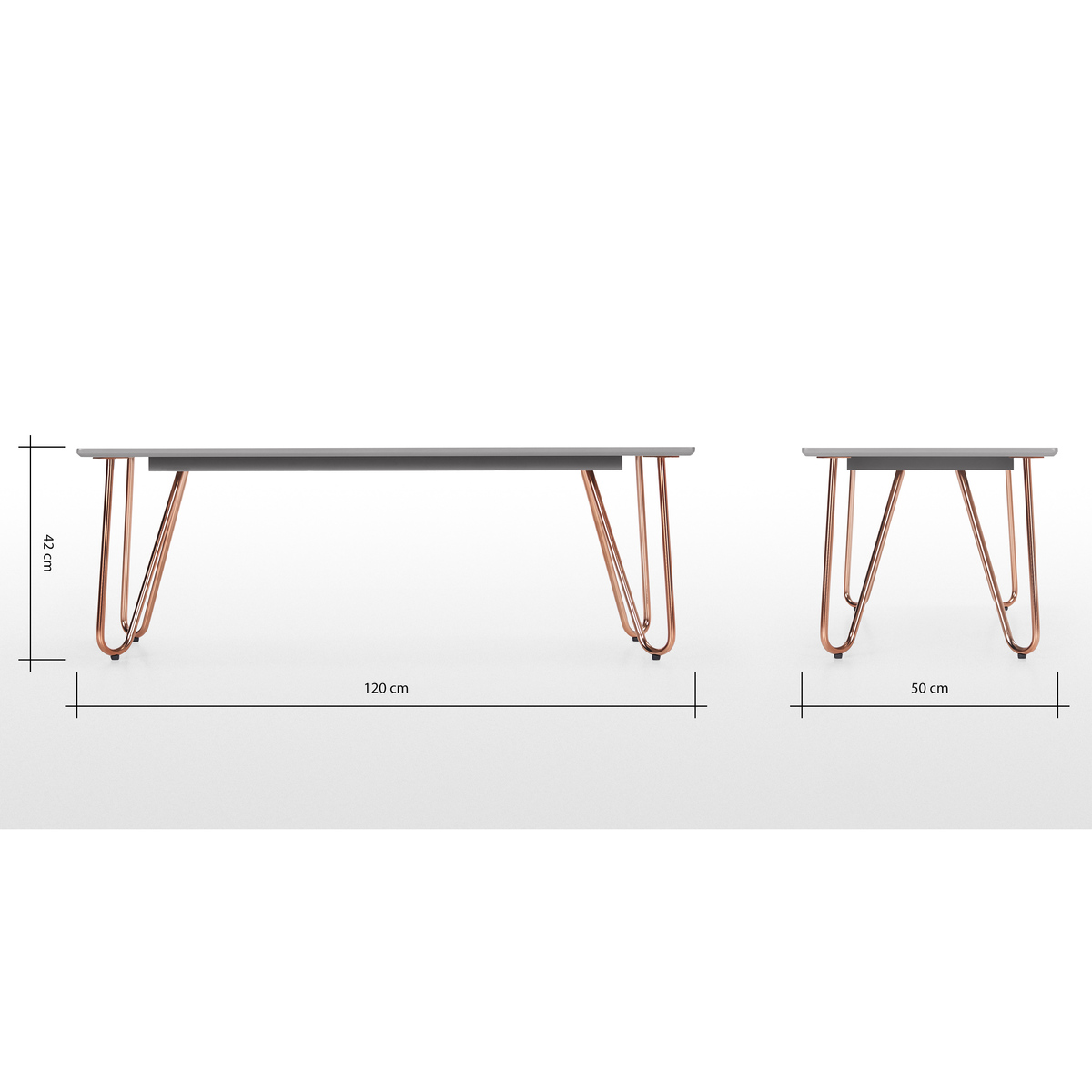 Eibar Rectangular Coffee Table, Grey and Copper – image 8
