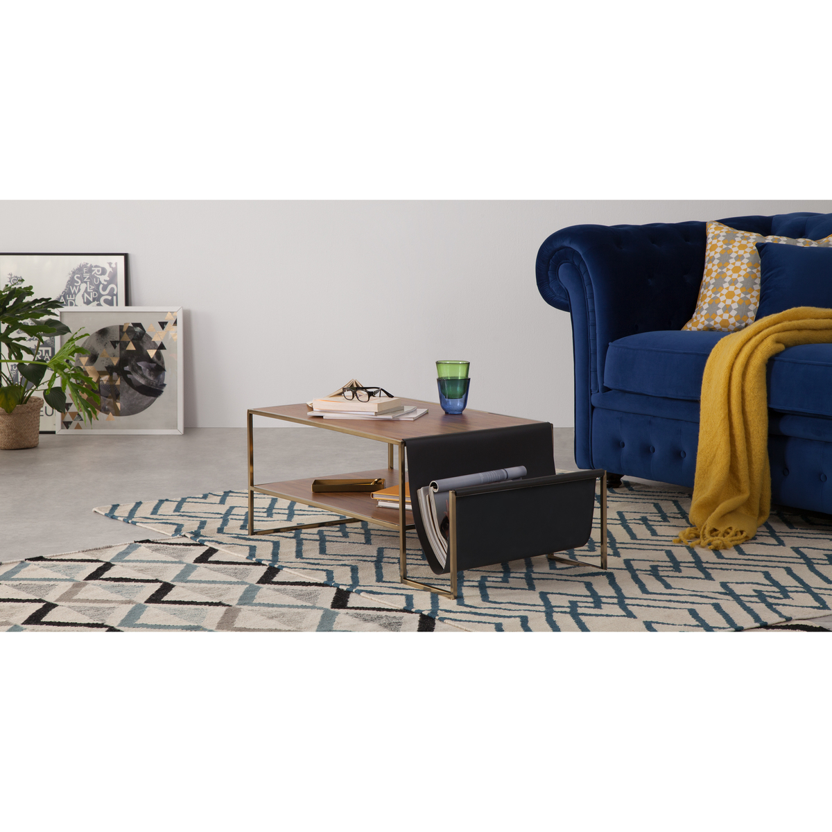 Finn Coffee Table, Leather and Walnut – image 2