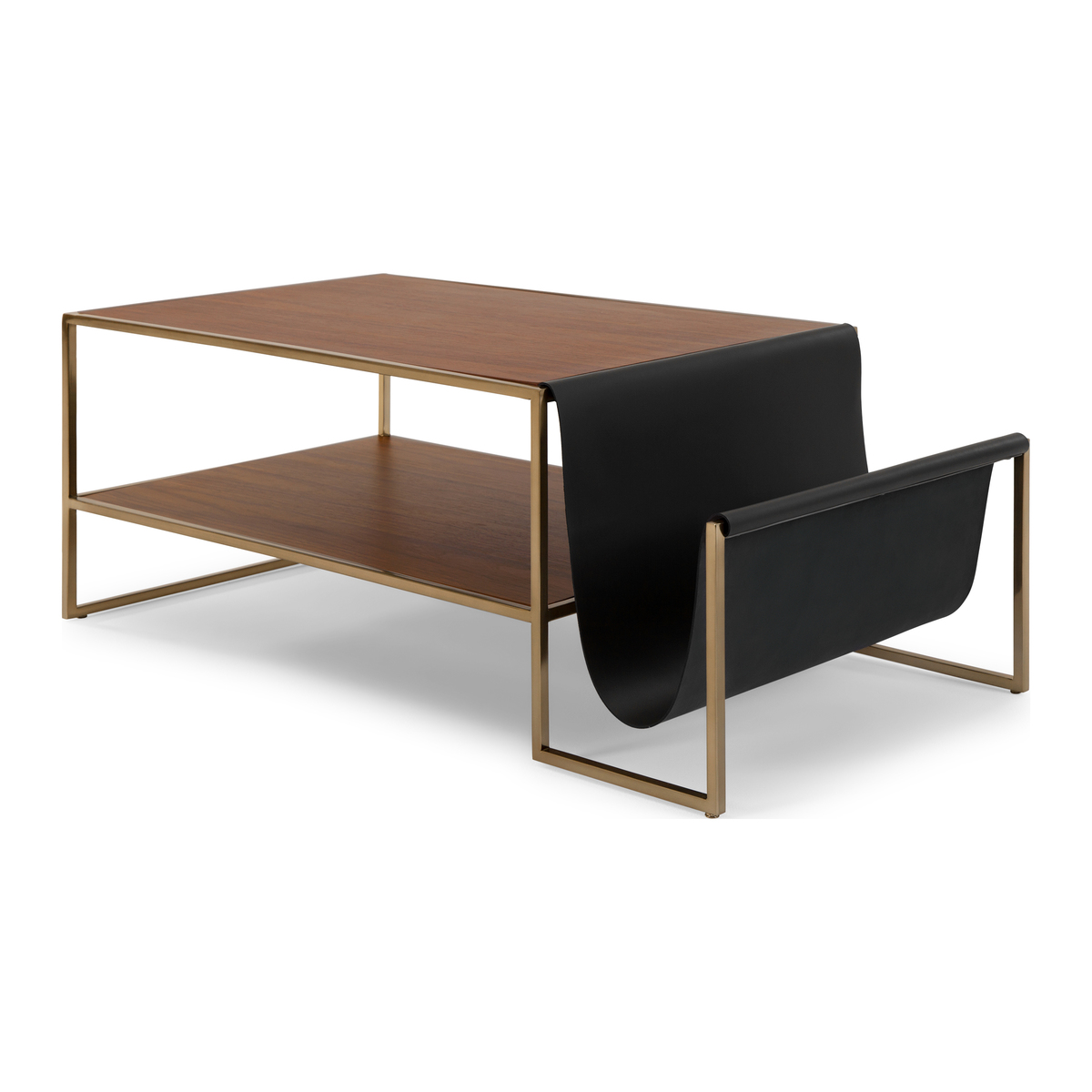 Finn Coffee Table, Leather and Walnut – image 1