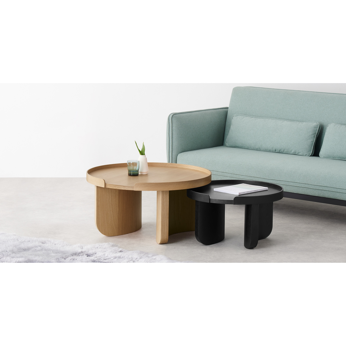 Kulma Nesting Coffee table, Black Stained and Natural Oak – image 3