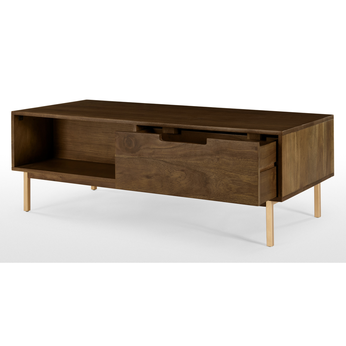 Tayma Storage Coffee Table, Acacia and Brass – image 5