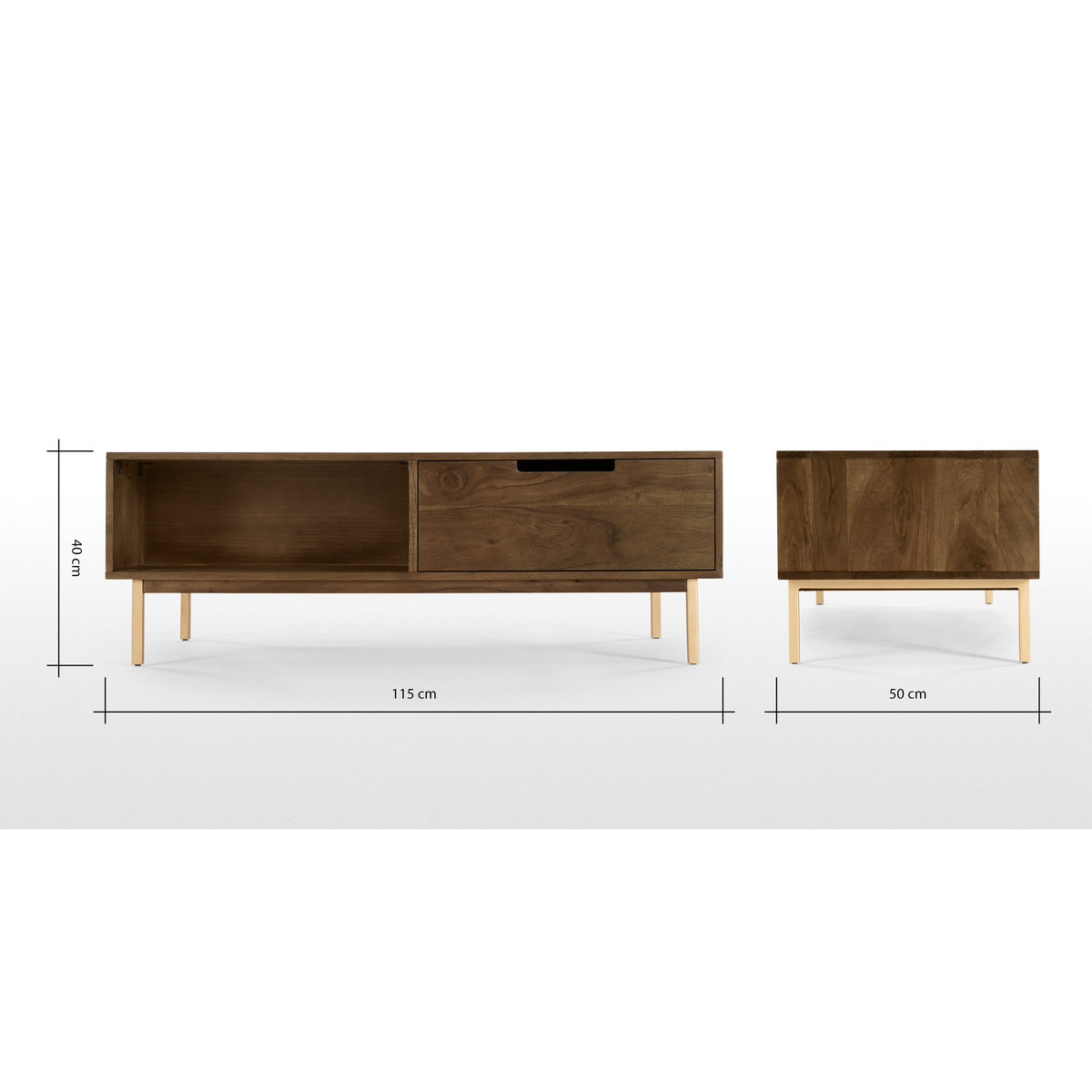 Tayma Storage Coffee Table, Acacia and Brass – image 8