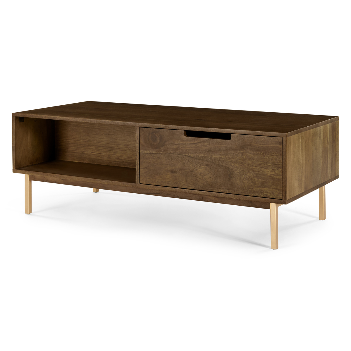 Tayma Storage Coffee Table, Acacia and Brass – image 9
