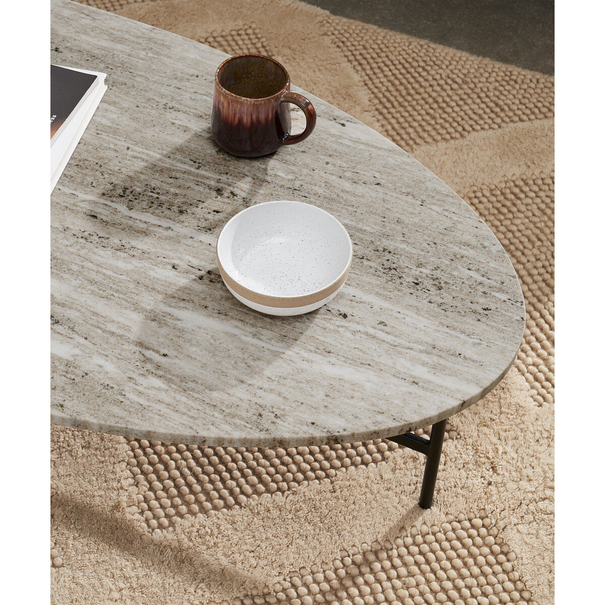 Tiziana Large Oval Coffee Table, Caramel Marble – image 4
