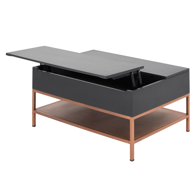 Lomond Lift Top Coffee Table with Storage, Grey and Copper – image 2