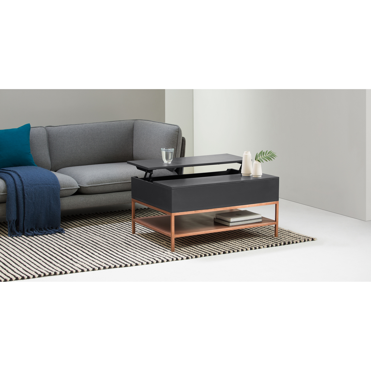 Lomond Lift Top Coffee Table with Storage, Grey and Copper – image 10