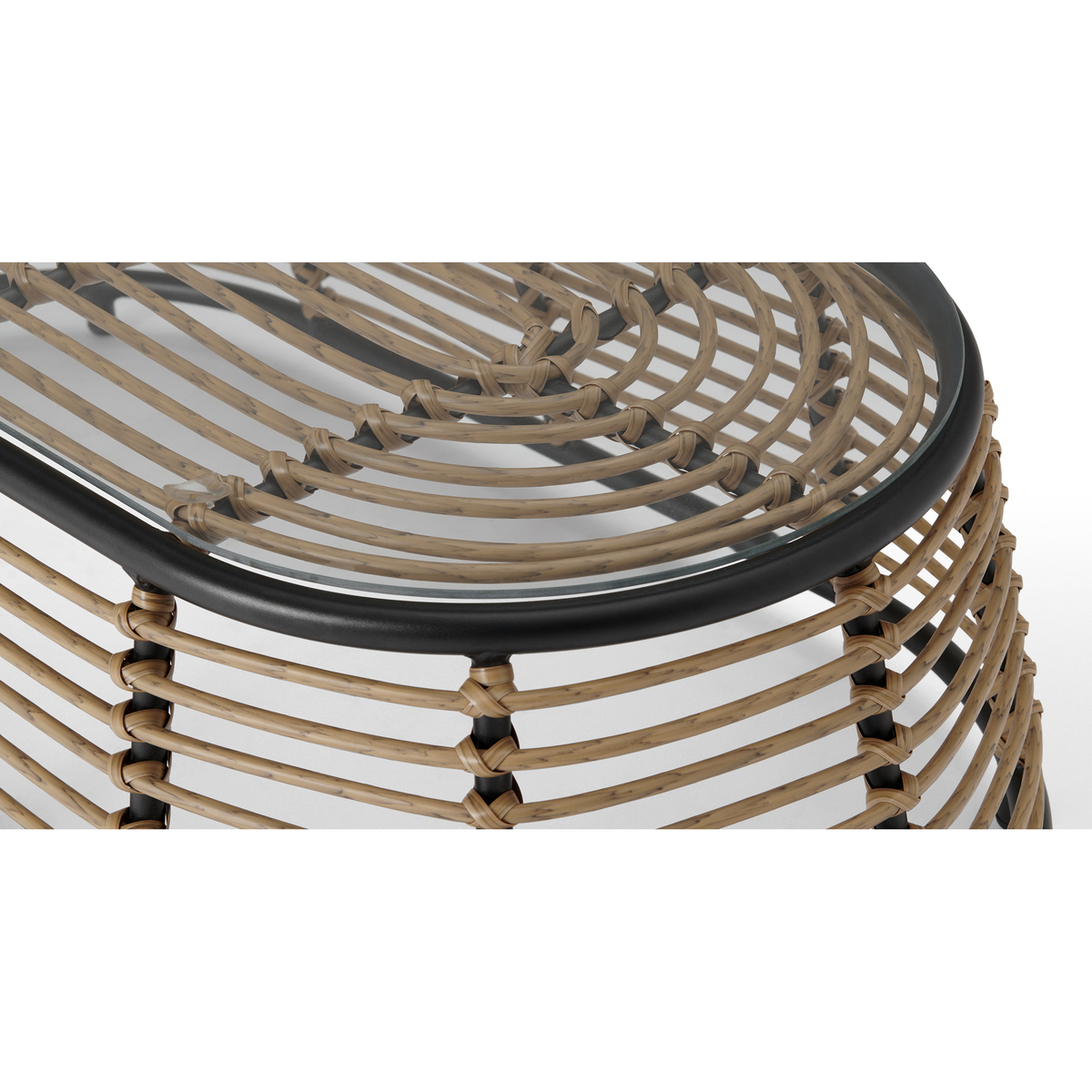 Swara Garden Coffee Table, Natural Polyrattan and Glass – image 4