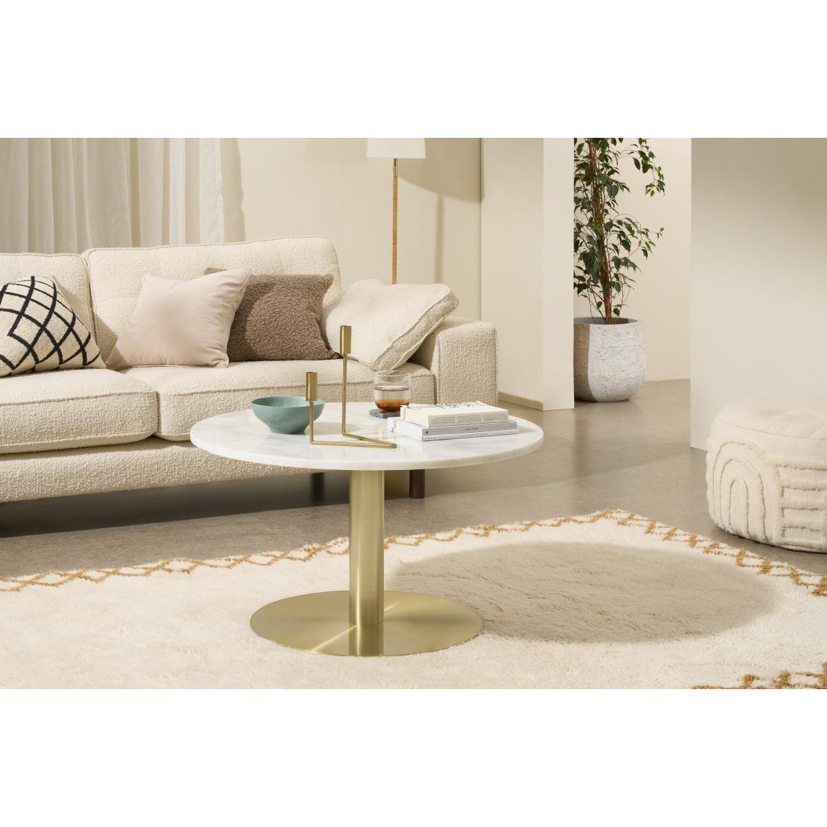 Corby Coffee Table, White Marble & Brushed Brass – image 3