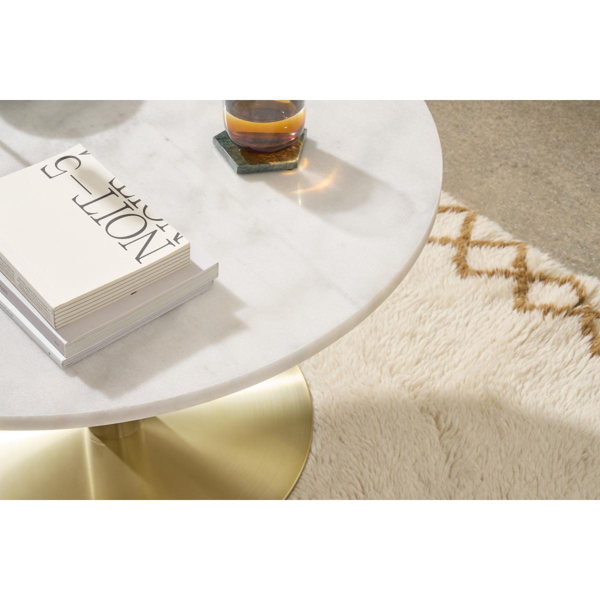 Corby Coffee Table, White Marble & Brushed Brass – image 4