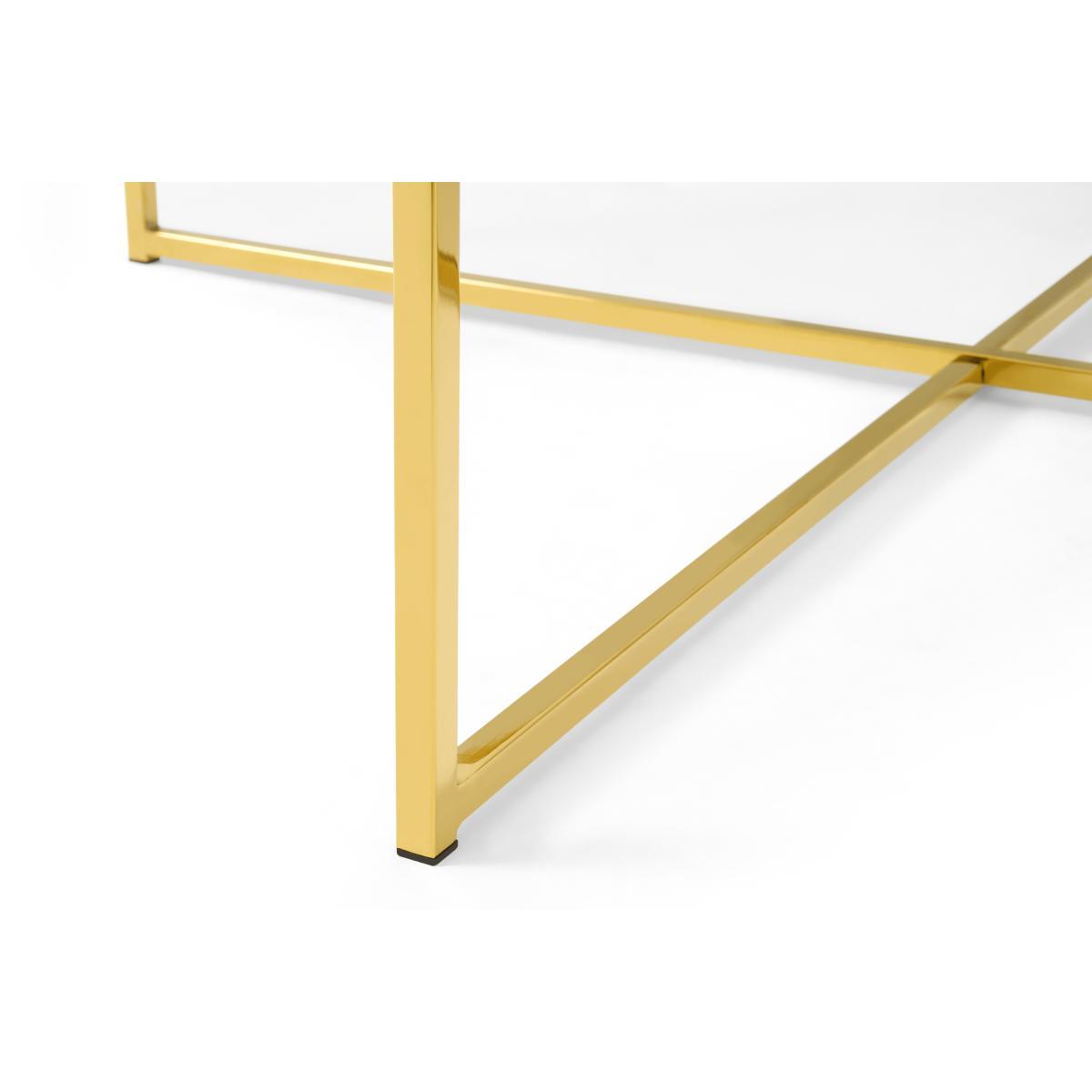 Alisma Square Coffee Table, Frosted Marble Effect Glass & Brass – image 7