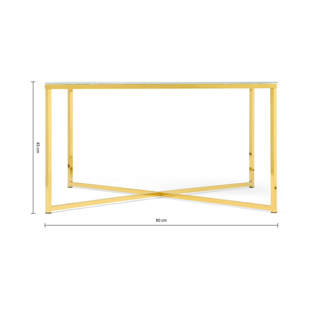 Alisma Square Coffee Table, Frosted Marble Effect Glass & Brass – image 9