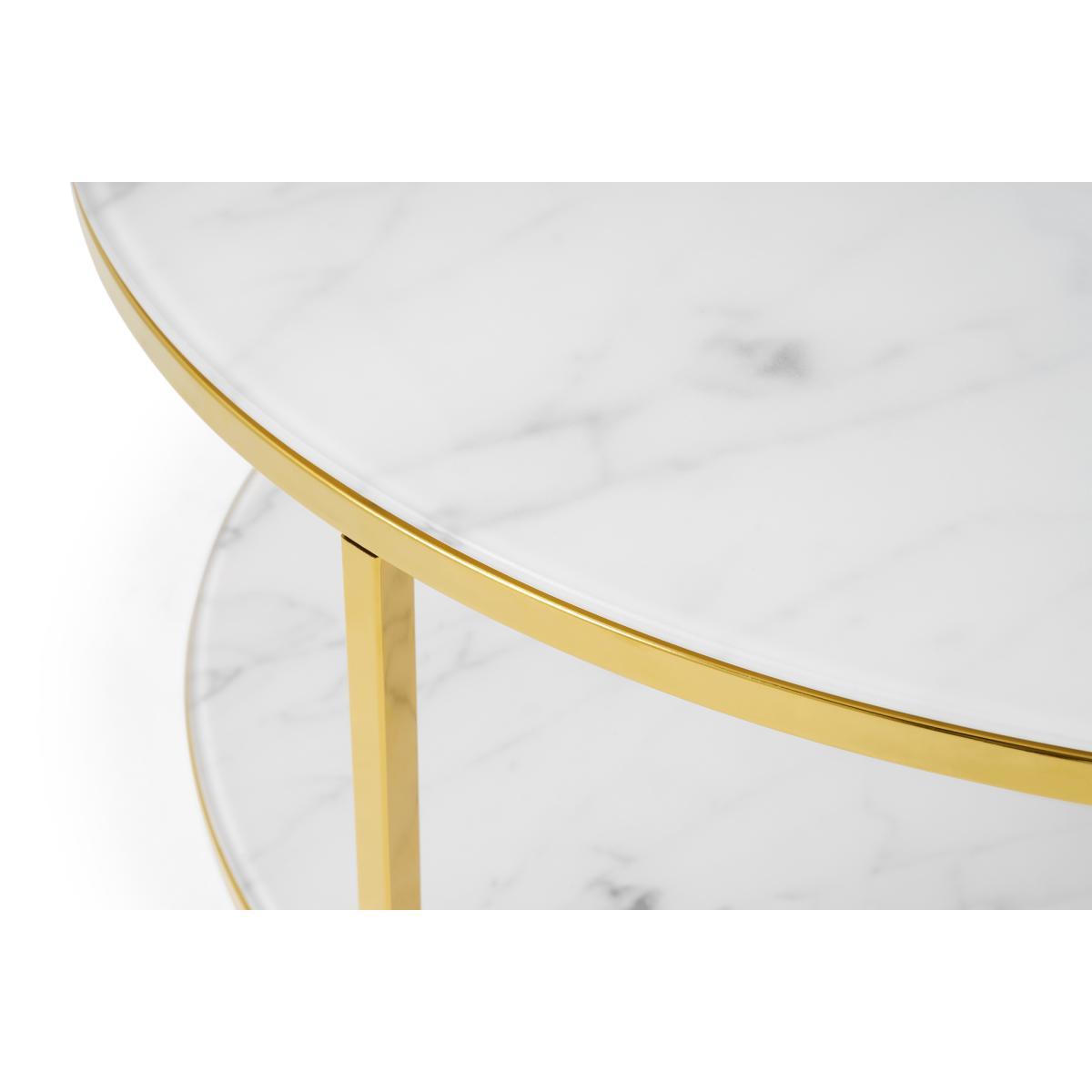 Alisma Round Two-Layer Coffee Table, Marble Effect Glass & Brass – image 6
