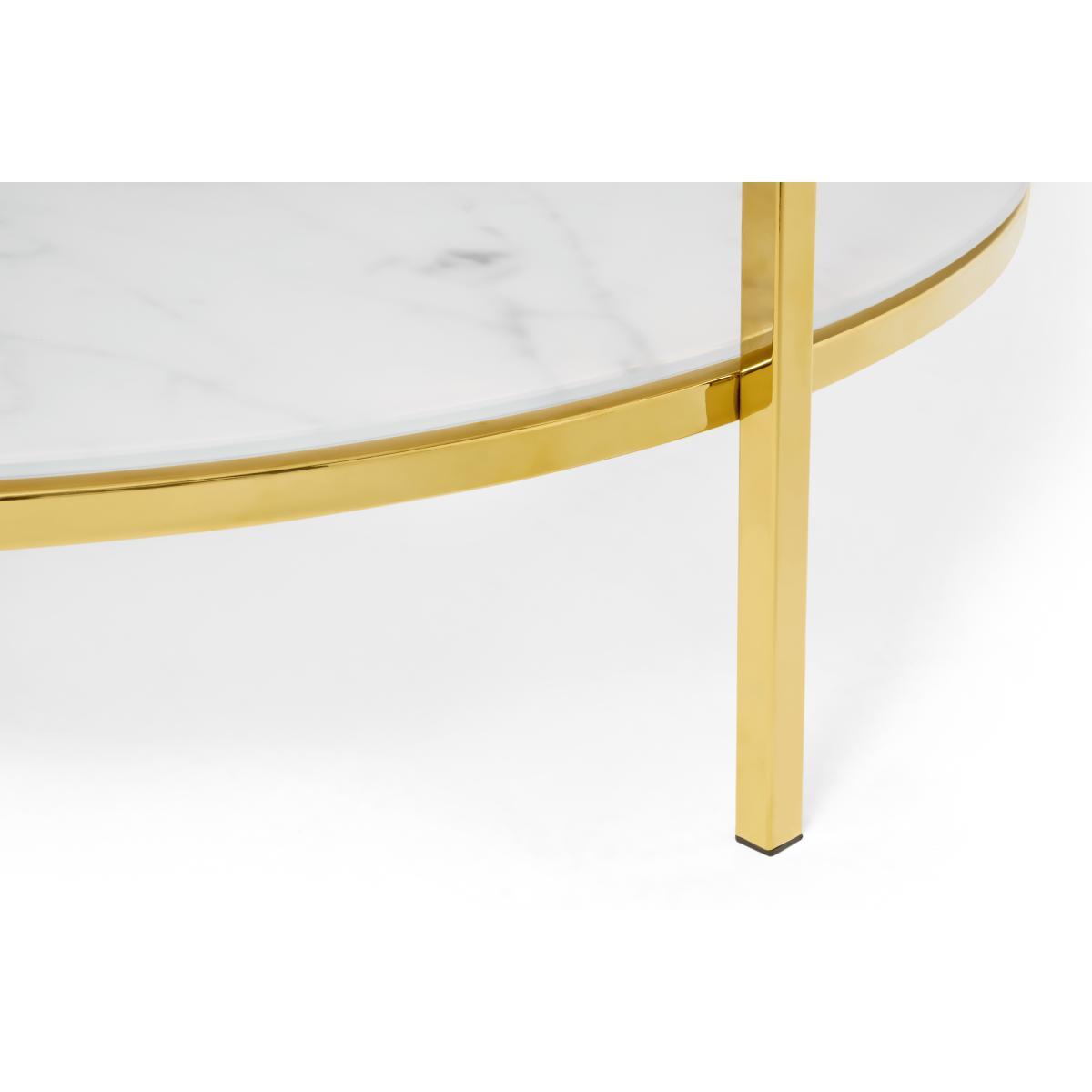 Alisma Round Two-Layer Coffee Table, Marble Effect Glass & Brass – image 7