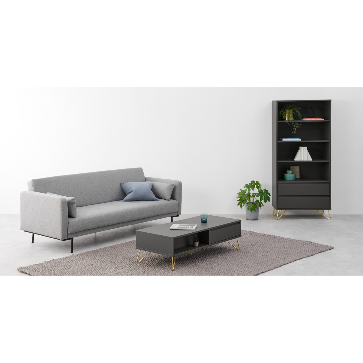 Elona Coffee Table, Charcoal and Brass – image 3