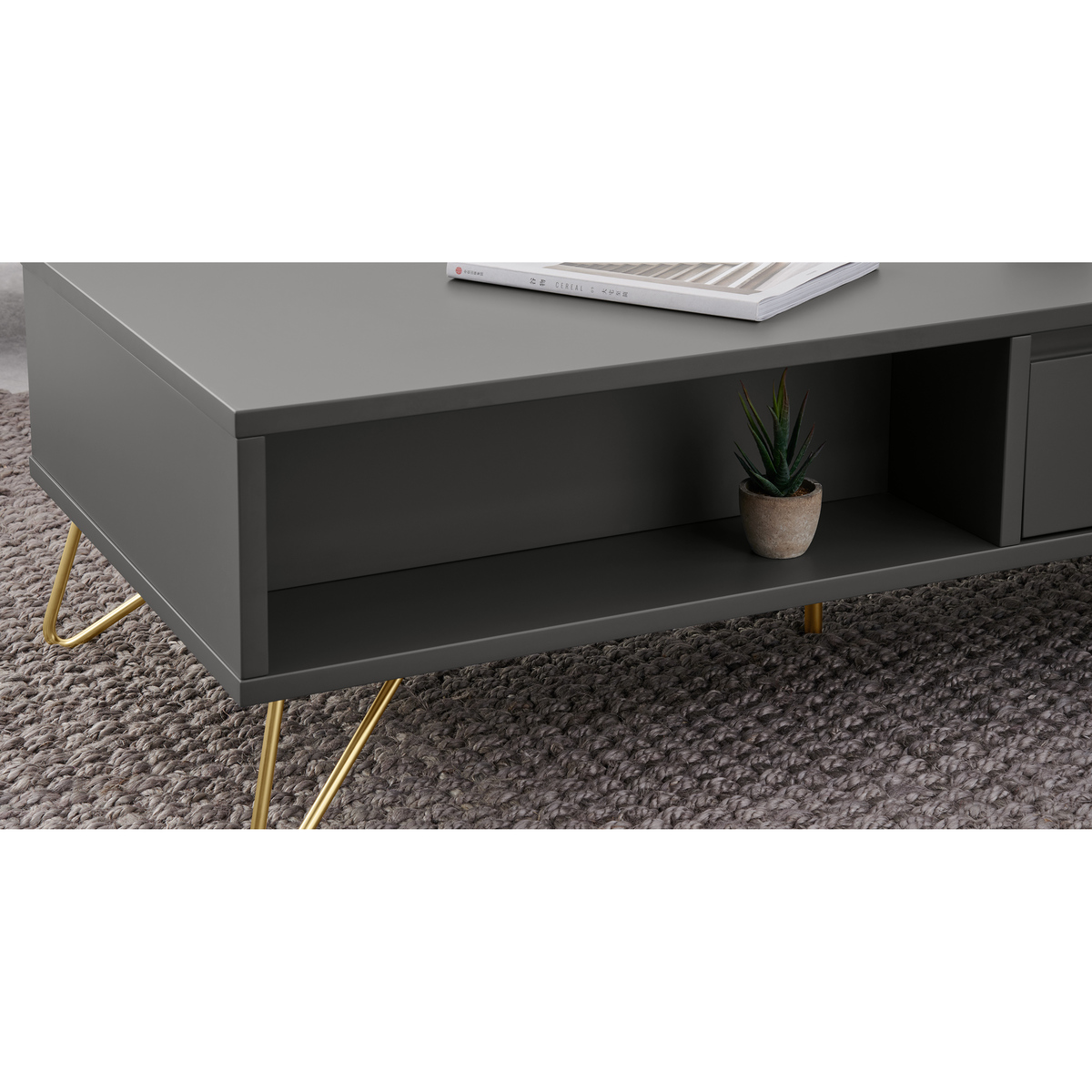 Elona Coffee Table, Charcoal and Brass – image 6