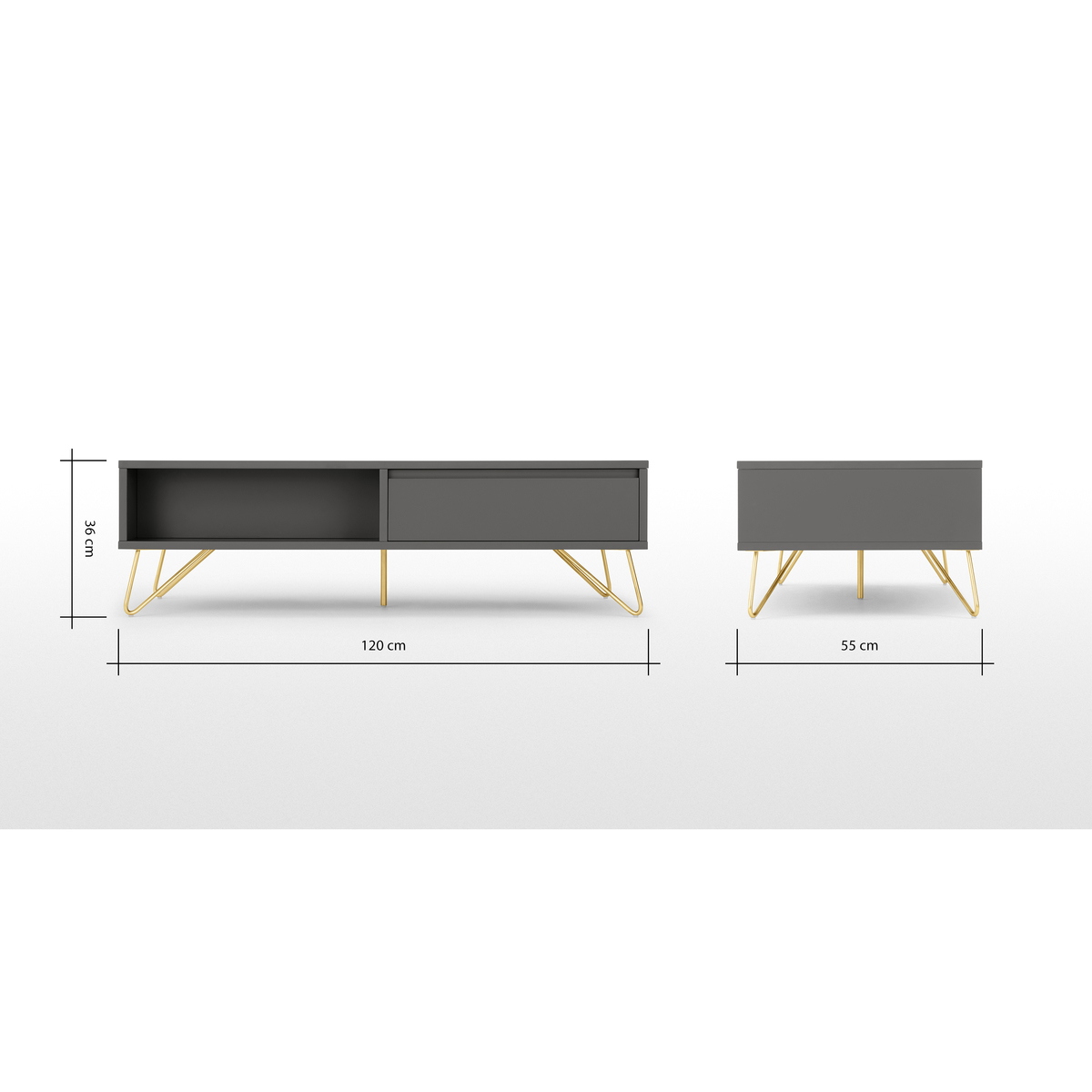 Elona Coffee Table, Charcoal and Brass – image 8