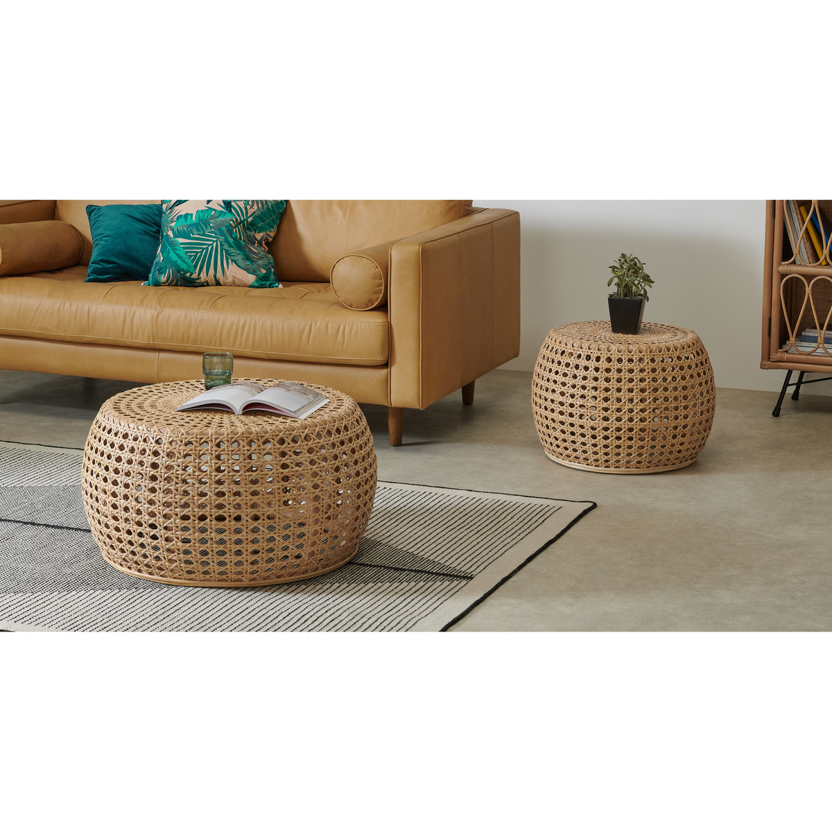 Omaha Nesting Coffee Tables, Natural Rattan – image 3