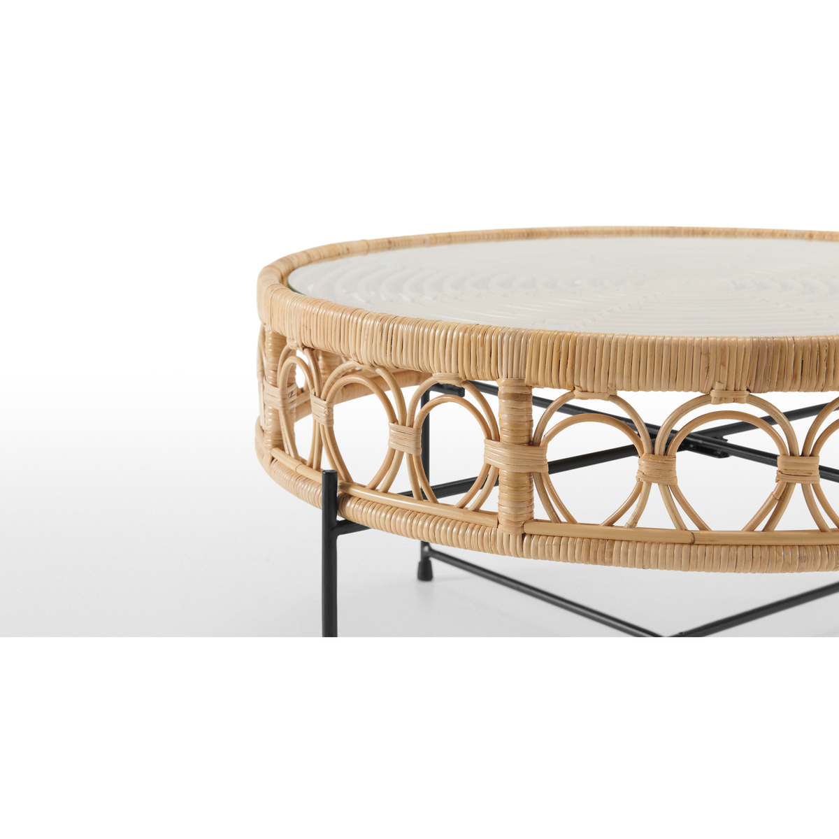 Moreno Coffee Table, Natural Cane & Glass – image 5