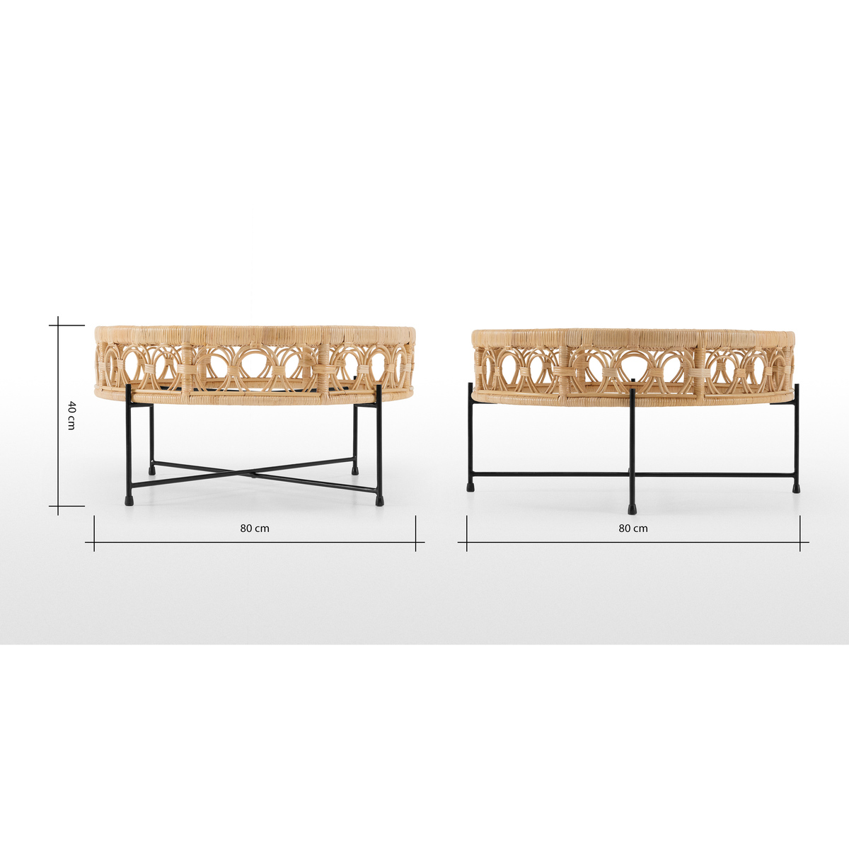 Moreno Coffee Table, Natural Cane & Glass – image 7