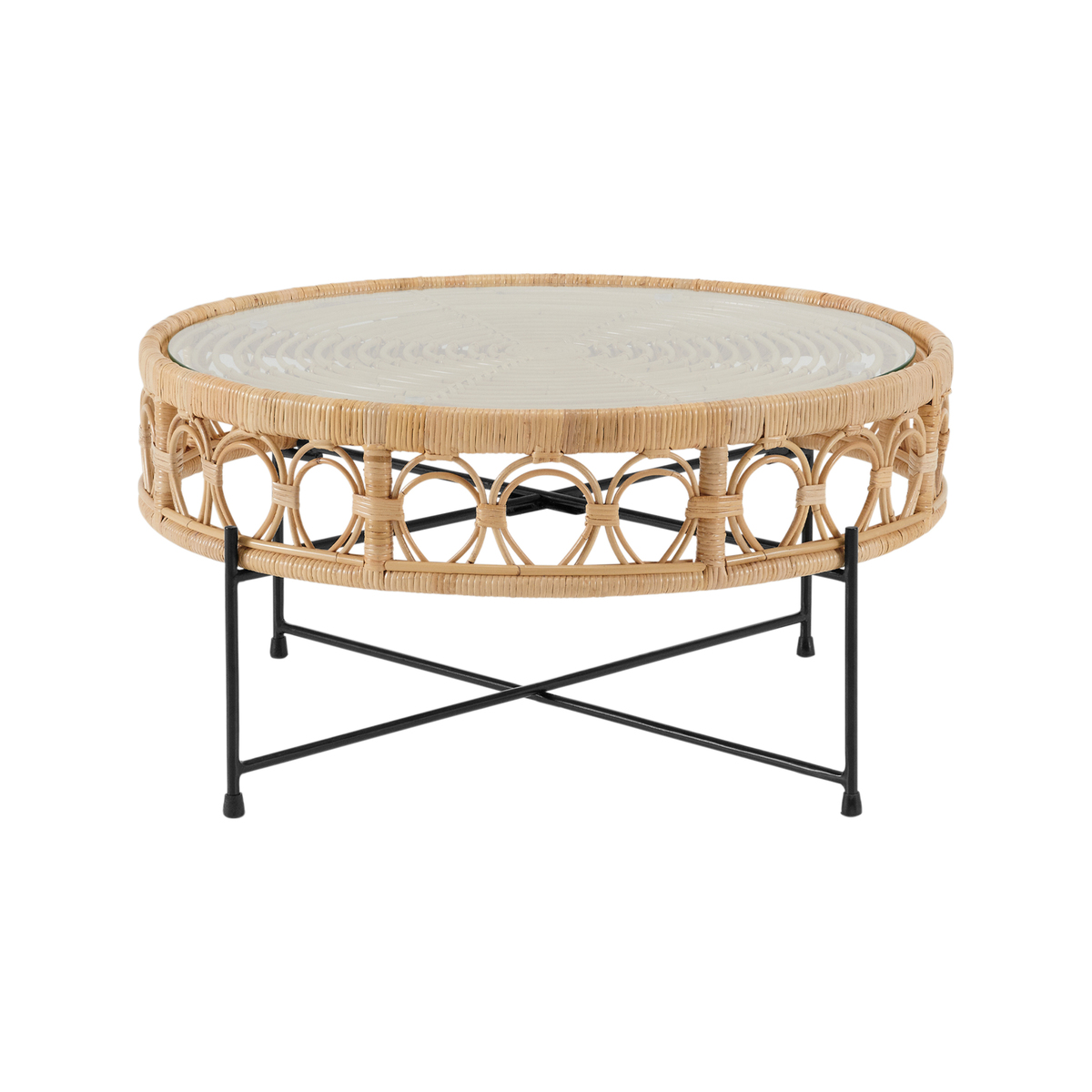 Moreno Coffee Table, Natural Cane & Glass – image 2