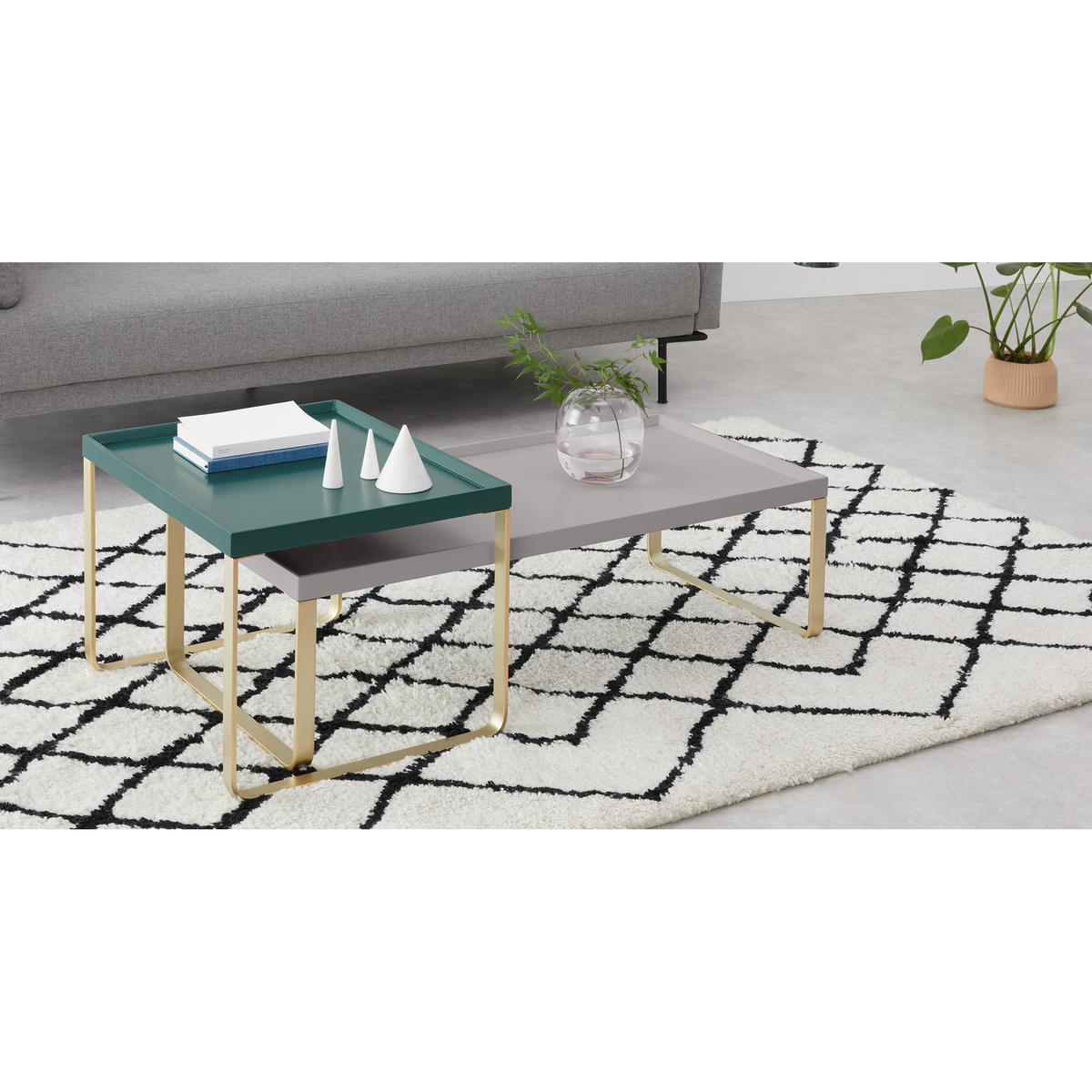 Lenny Painted Nesting Coffee Table, Racing Green and Grey – image 6