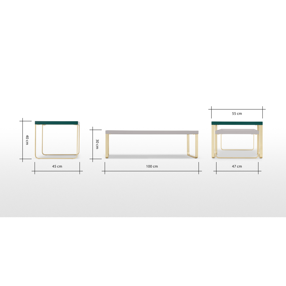Lenny Painted Nesting Coffee Table, Racing Green and Grey – image 8