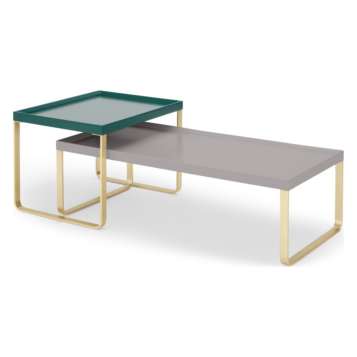 Lenny Painted Nesting Coffee Table, Racing Green and Grey – image 1
